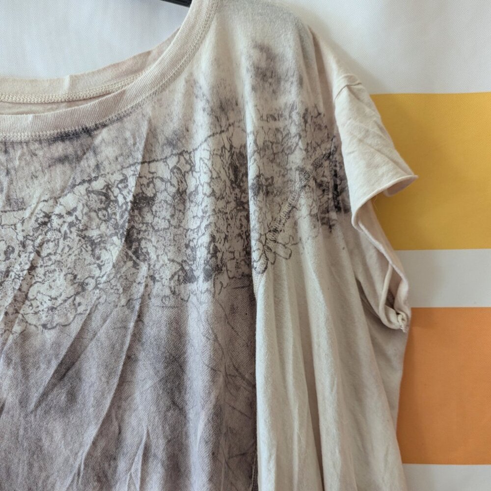 Allsaints Cream Lace Imprint Tunic Top Oversized Flowy Handkerchief Hem Grunge 4 - Picture 5 of 8